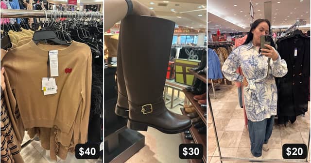 More finds: a Marella sweater for $40 instead of $275, leather boots for $30 instead of $300, a Marella shirt for $20 instead of $500.