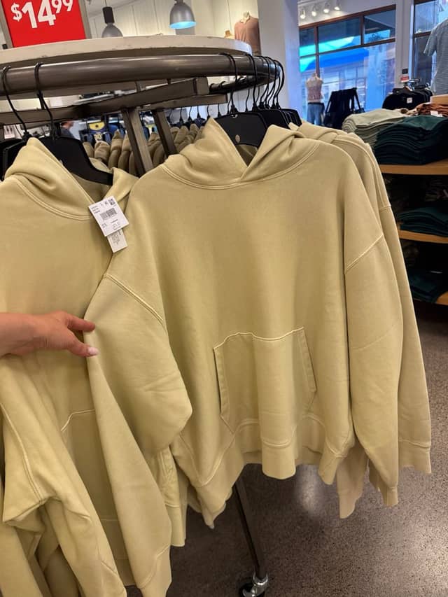 Oversized hoodie for $15 instead of $60, from our shopping trips