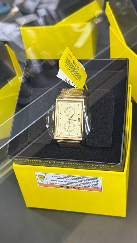 Invicta watch with a yellow final-markdown tag - $32, from my TJ Maxx shopping trip in January 2026