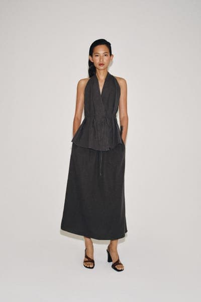 Льняной топ на запах ZW Collection 1