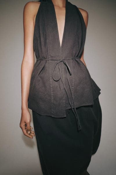 Льняной топ на запах ZW Collection 4