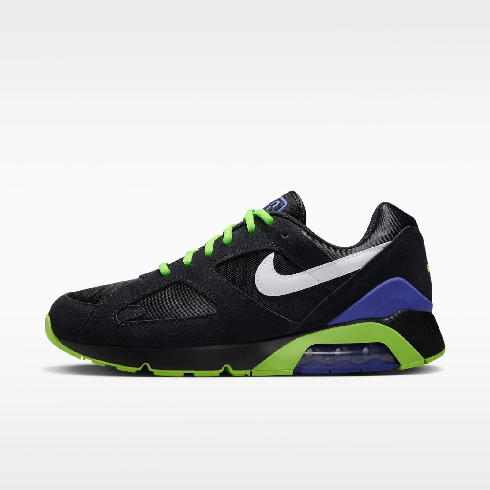 Air Max 180 QS, чёрные с зелёным и фиолетовым