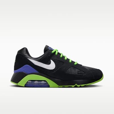 Air Max 180 QS, чёрные с зелёным и фиолетовым 3