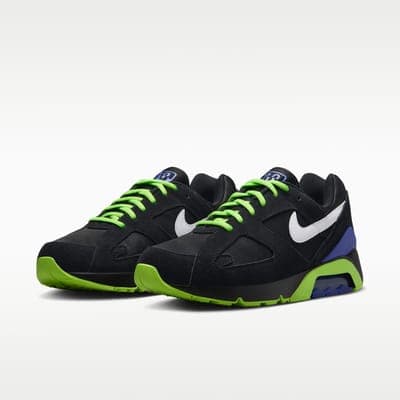 Air Max 180 QS, чёрные с зелёным и фиолетовым 5