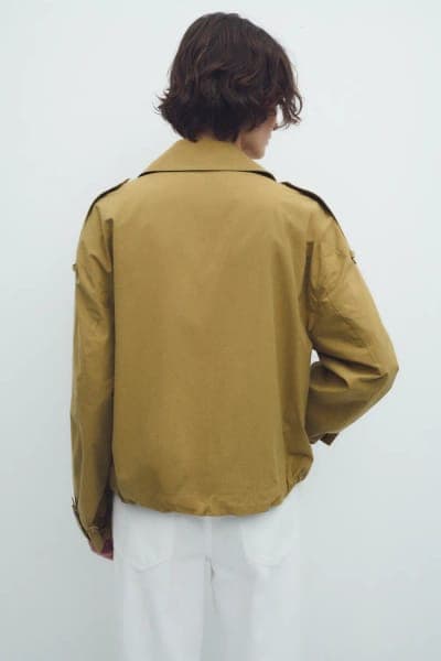 Короткий двубортный тренч Marlowe из хлопка, оливковый 4