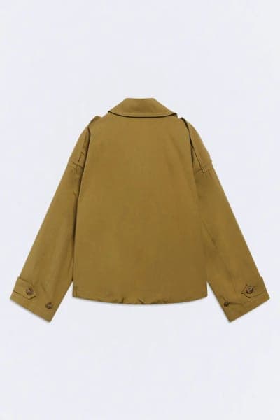 Короткий двубортный тренч Marlowe из хлопка, оливковый 5