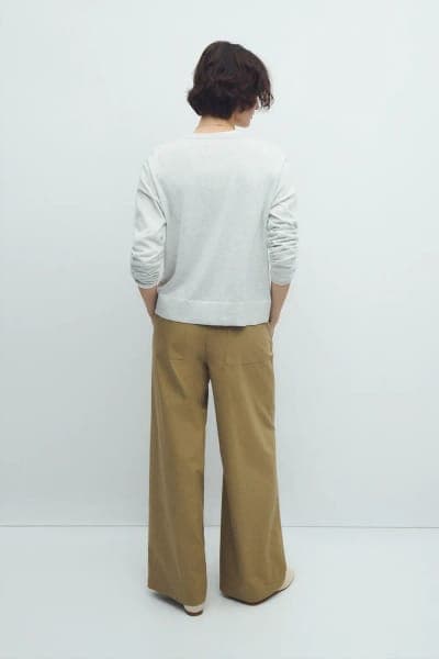 Широкие брюки Scott из хлопка с высокой посадкой, оливковые 4