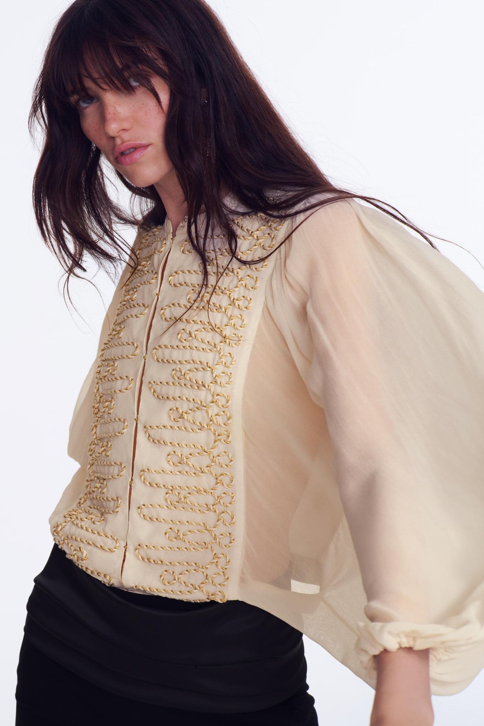 Блуза с вышивкой и застёжкой на крючки, ZW Collection