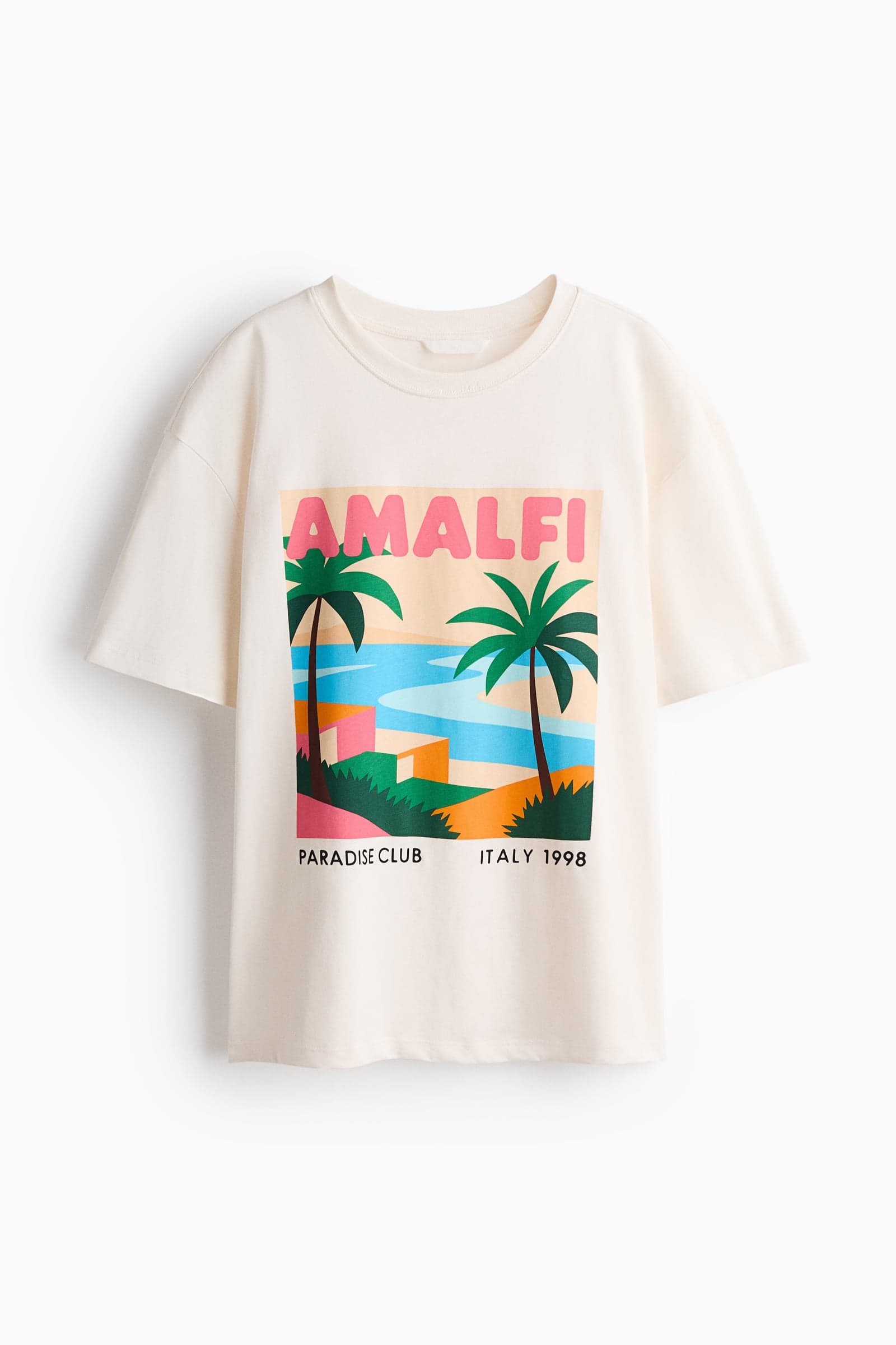 Хлопковая футболка с принтом Amalfi, кремовая