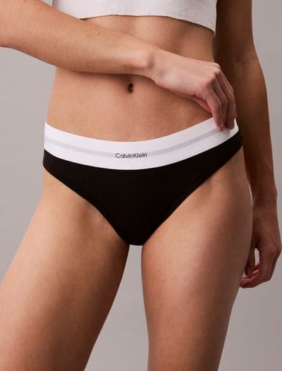 Стринги в рубчик Cotton Modal Stretch, чёрные 4