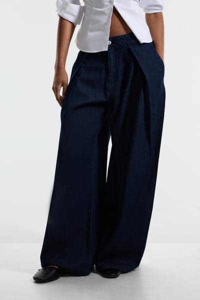 Джинсы wide leg с защипами 4