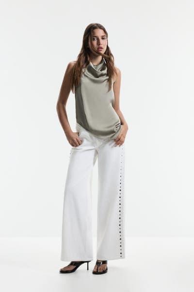 Джинсы wide leg с клёпками 3