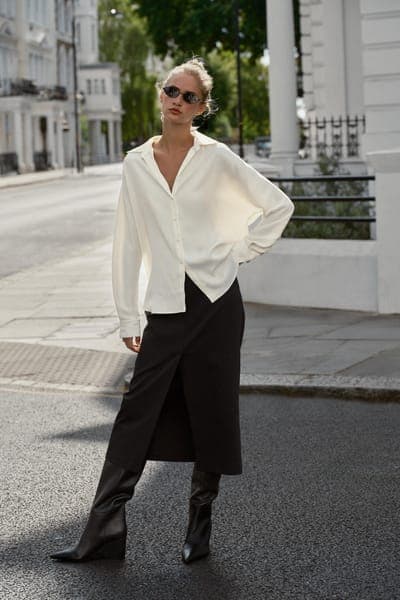 Zara — Сапоги высокие на танкетке, кожа 4