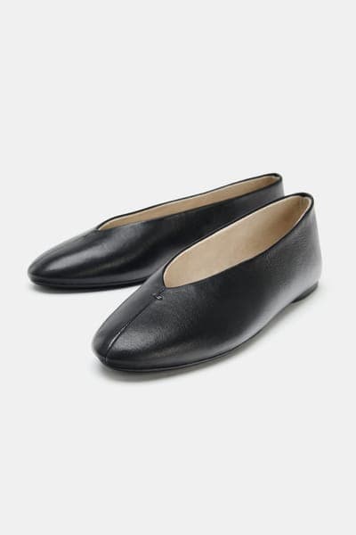 Zara — Балетки кожаные, плоская подошва 3