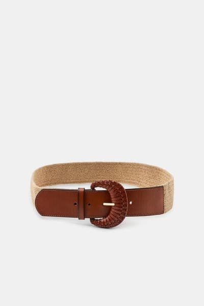 Zara — Пояс эластичный, джут и кожа 3
