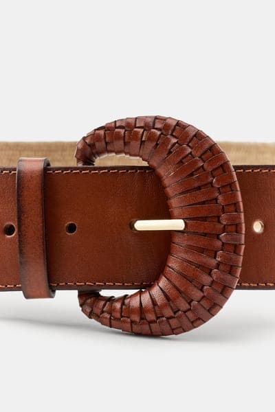 Zara — Пояс эластичный, джут и кожа 4