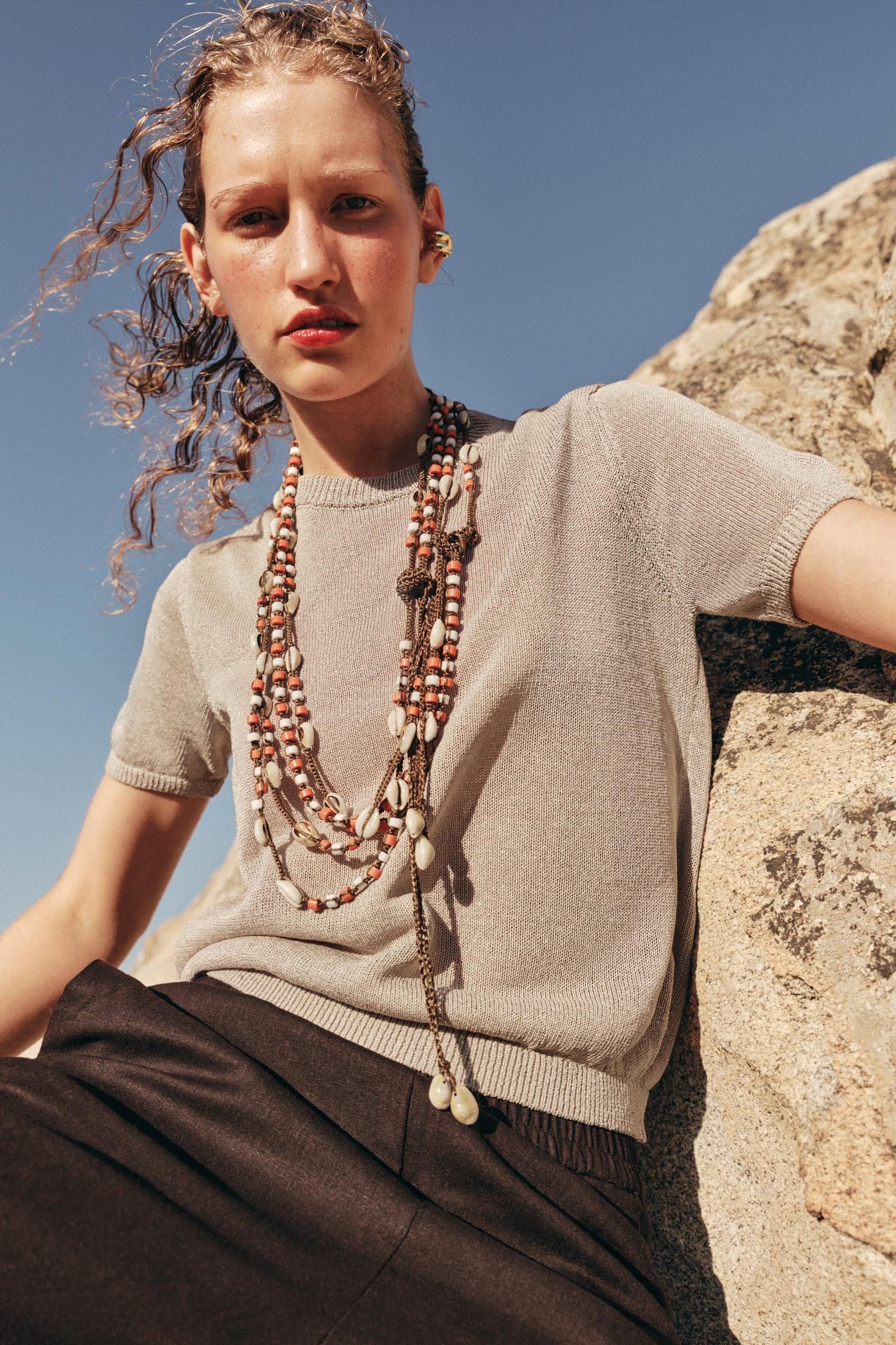 Zara — Пояс-шнур с ракушками и бусинами