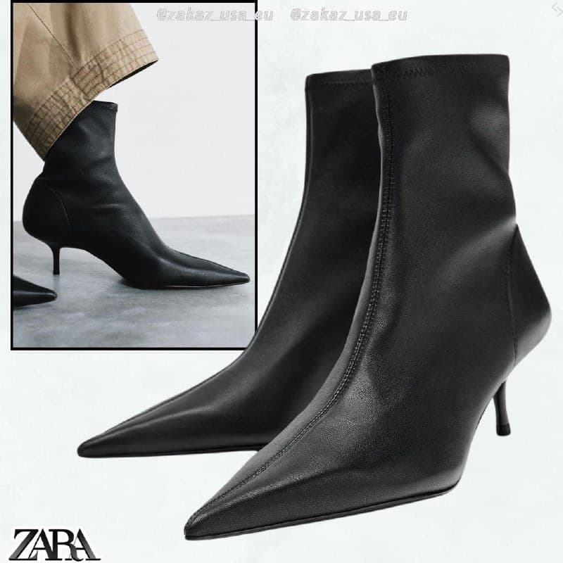 Эффектные черные ankle boots