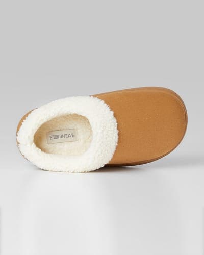 WOMEN'S SHERPA-LINED FAUX SUEDE SLIPPERS 10