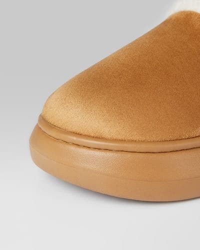 WOMEN'S SHERPA-LINED FAUX SUEDE SLIPPERS 11