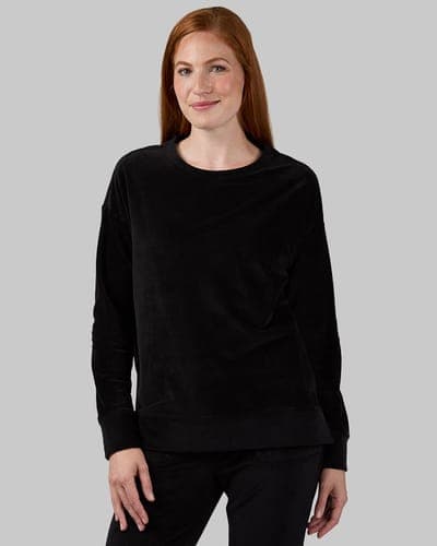 WOMEN'S VELOUR LUXE RIB CREW TOP 1