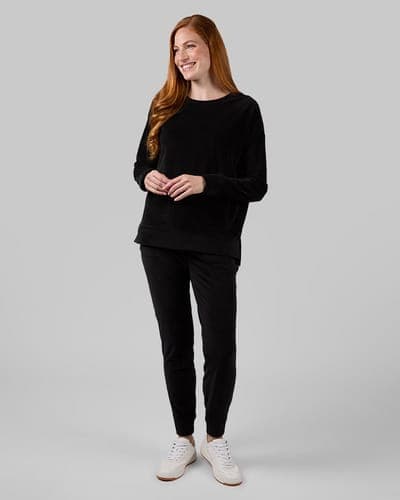 WOMEN'S VELOUR LUXE RIB CREW TOP 4