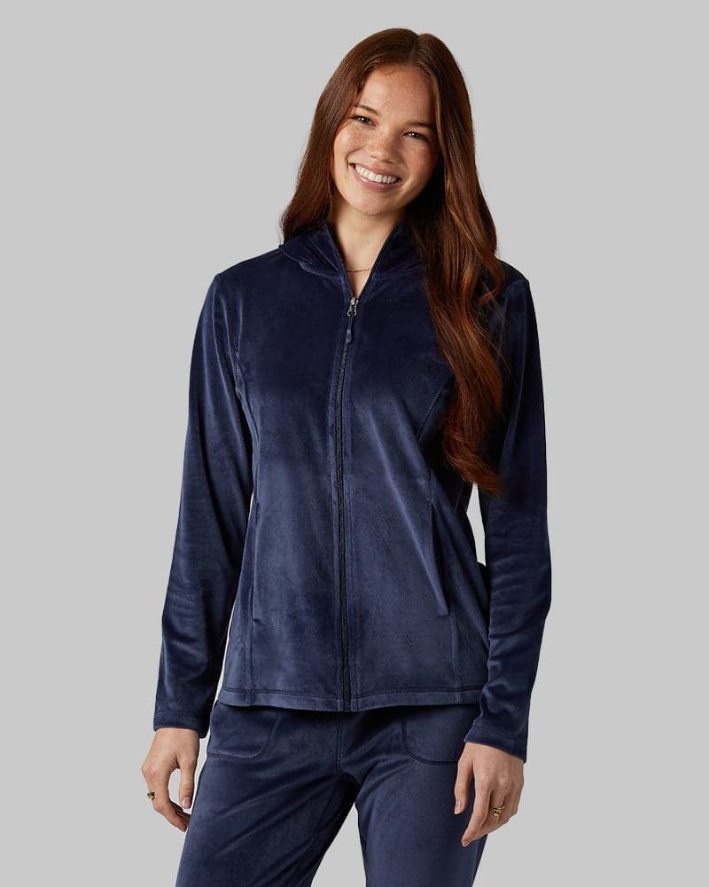 WOMEN'S SOFT VELOUR HOODED FULL ZIP