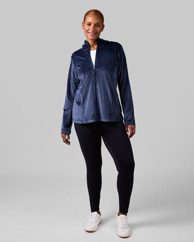 WOMEN'S SOFT VELOUR HOODED FULL ZIP 12