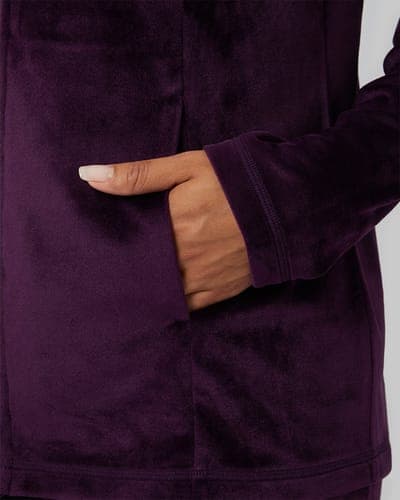 WOMEN'S SOFT VELOUR HOODED FULL ZIP 14