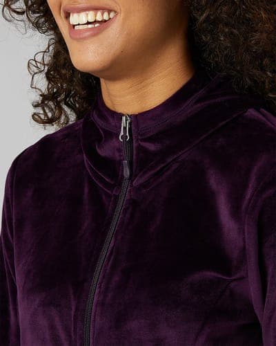 WOMEN'S SOFT VELOUR HOODED FULL ZIP 16