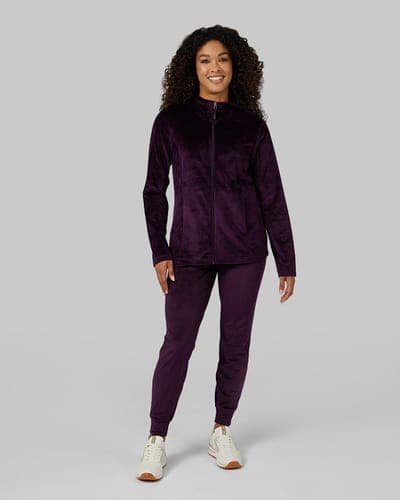 WOMEN'S SOFT VELOUR HOODED FULL ZIP 18