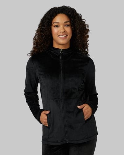 WOMEN'S SOFT VELOUR HOODED FULL ZIP 19