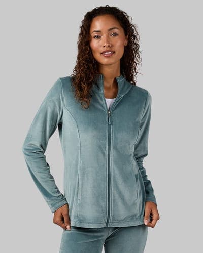 WOMEN'S SOFT VELOUR HOODED FULL ZIP 25