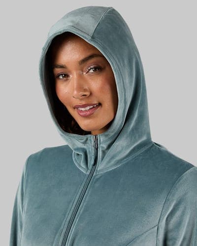 WOMEN'S SOFT VELOUR HOODED FULL ZIP 27