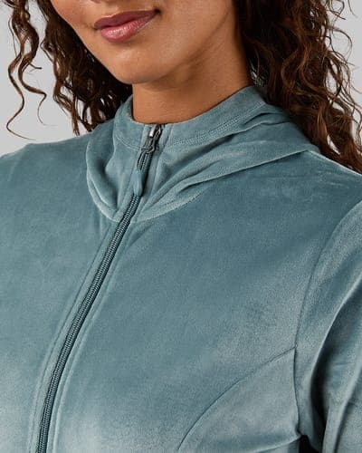 WOMEN'S SOFT VELOUR HOODED FULL ZIP 28