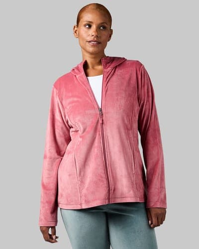WOMEN'S SOFT VELOUR HOODED FULL ZIP 37