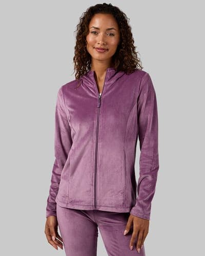 WOMEN'S SOFT VELOUR HOODED FULL ZIP 43