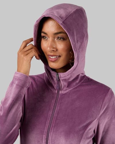 WOMEN'S SOFT VELOUR HOODED FULL ZIP 45