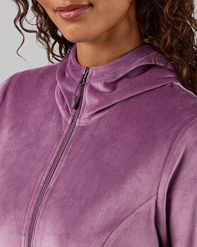 WOMEN'S SOFT VELOUR HOODED FULL ZIP 46