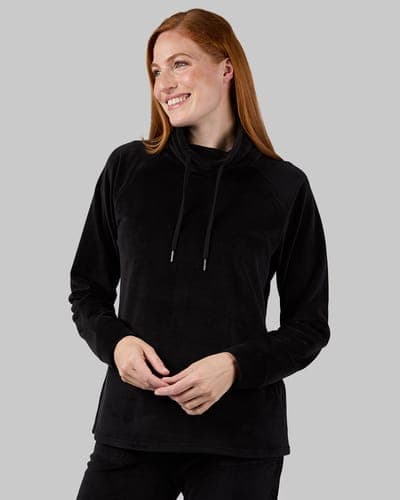 WOMEN'S VELOUR LUXE RIB FUNNEL NECK TOP 1