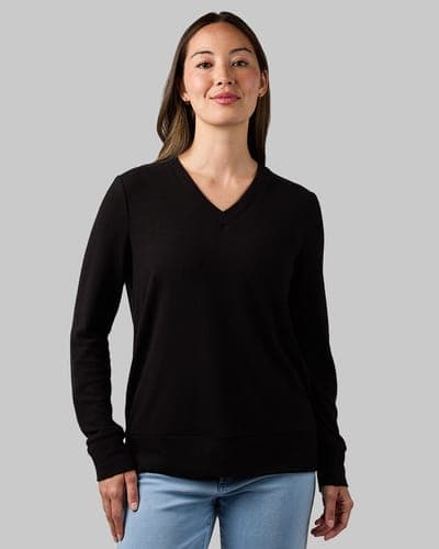 WOMEN'S SOFT SWEATER KNIT VNECK TOP 1
