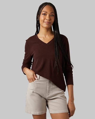 WOMEN'S SOFT SWEATER KNIT VNECK TOP 5