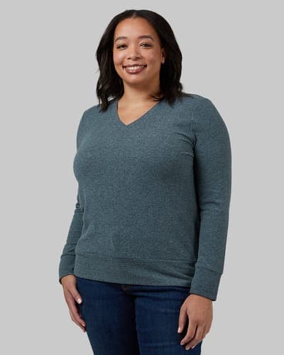 WOMEN'S SOFT SWEATER KNIT VNECK TOP 17