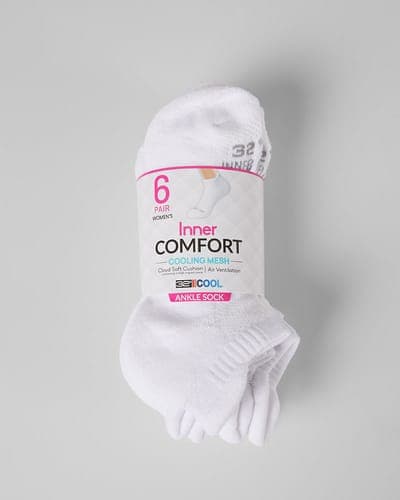 WOMEN'S 6-PACK COOL COMFORT ANKLE RUNNING SOCKS 8