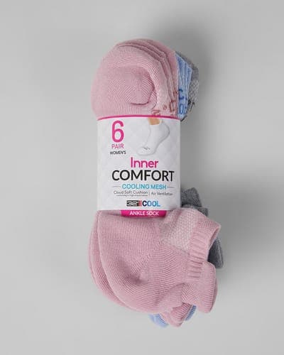 WOMEN'S 6-PACK COOL COMFORT ANKLE RUNNING SOCKS 20