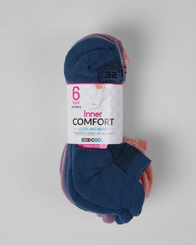 WOMEN'S 6-PACK COOL COMFORT ANKLE RUNNING SOCKS 26