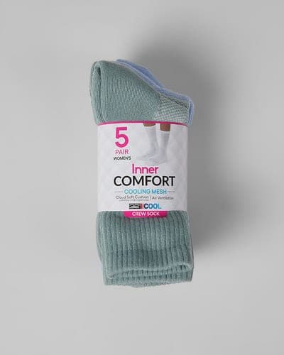 WOMEN'S 5-PACK COOL COMFORT CREW SOCKS 20