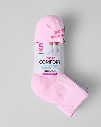 WOMEN'S 5-PACK COOL COMFORT QUARTER SOCKS 12
