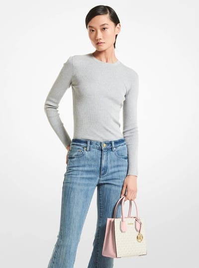 Michael Kors Outlet Mercer Medium Logo and Leather Accordion Crossbody Bag 6