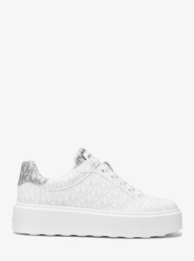 Michael Kors Outlet Romey Metallic Two-Tone Signature Logo Platform Sneaker 8